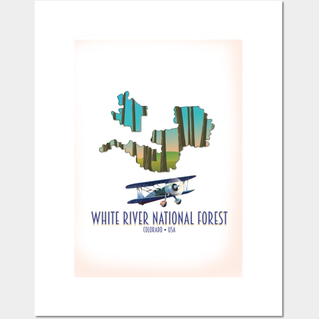 White River National Forest Colorado map Wall Art by nickemporium1